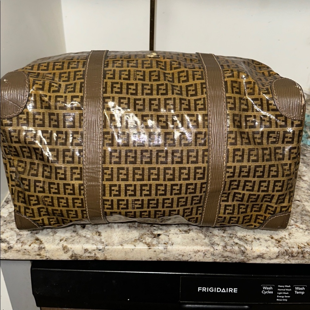 Fendi Tan and Brown Monogram Handbag PRE-OWNED. PROJECT BAG. - Picture 13 of 17